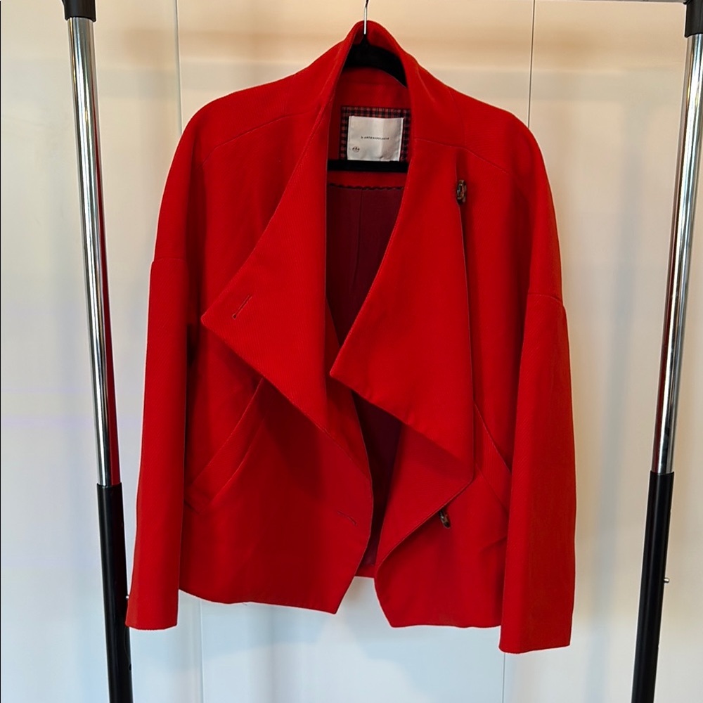 Anthropologie Red Draped Blazer